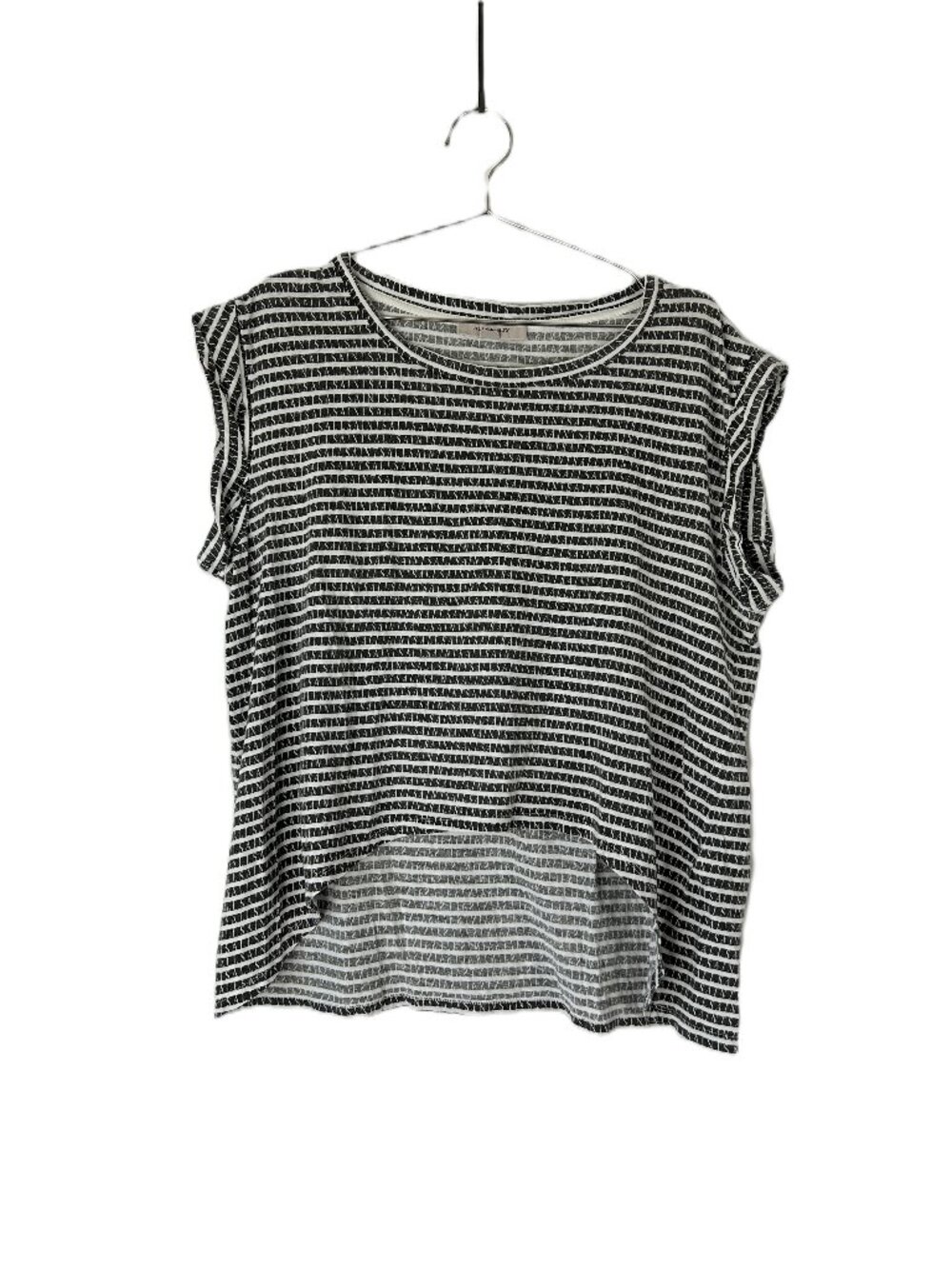 All Saints Striped Rolled Sleeve High Low T Shirt M